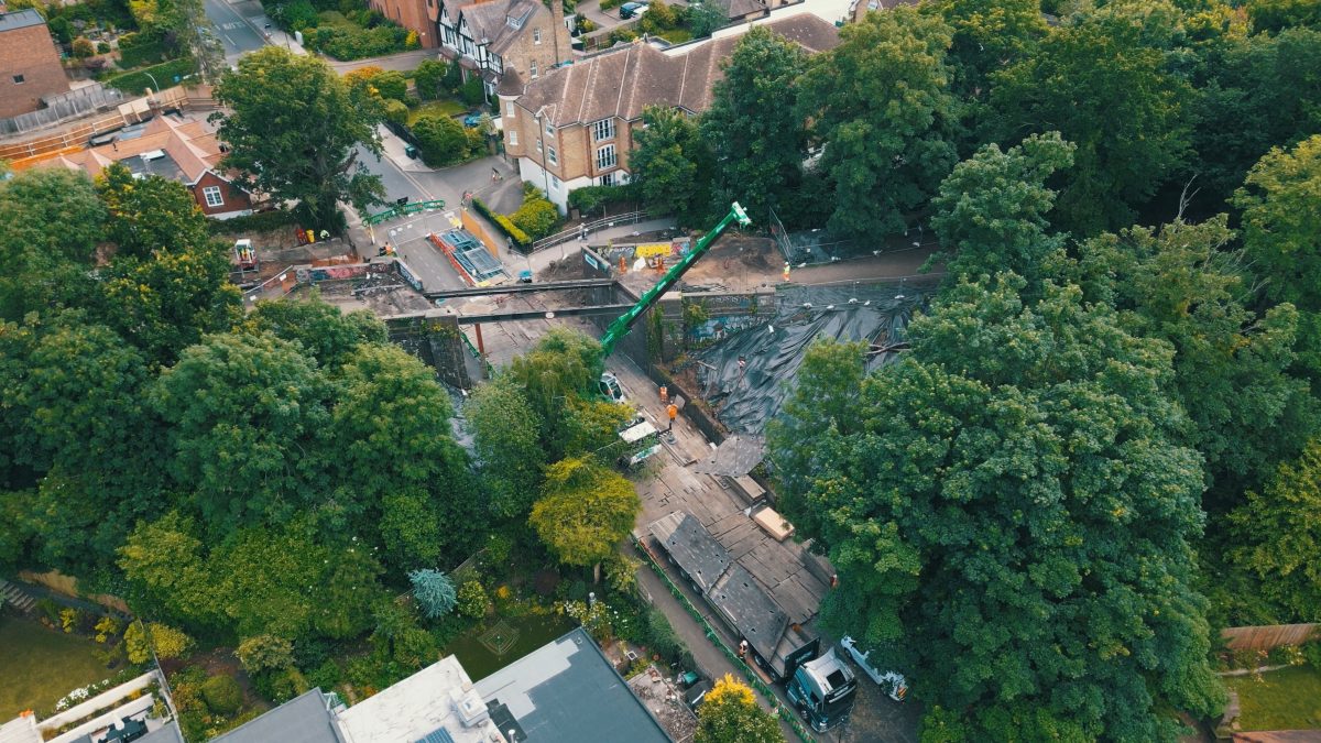 Demolition of Stanhope Road Bridge - Short duration time-lapse, filming and aerial filming